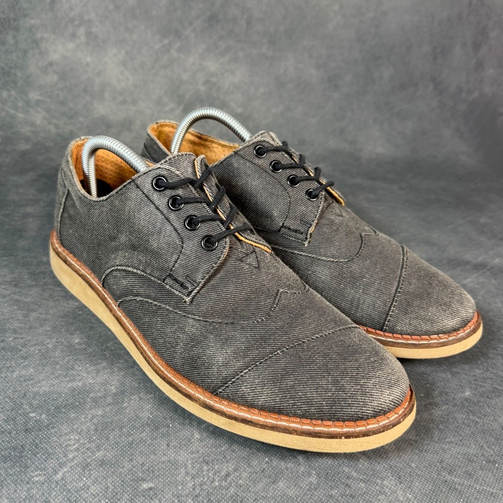 TOMS Men's Denim Brogue Wingtip Oxford Dress Casual Shoes